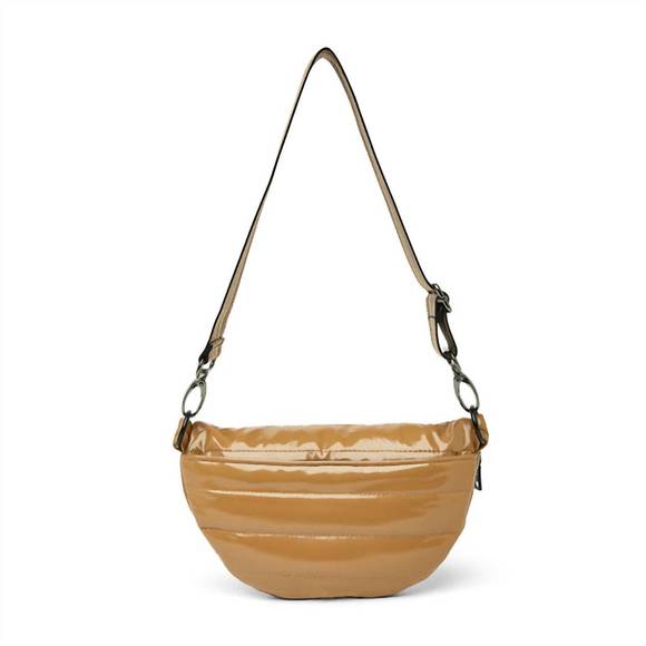 NEW THINK ROYLN shining star fanny pack/crossbody bag in camel patent - Picture 5 of 8